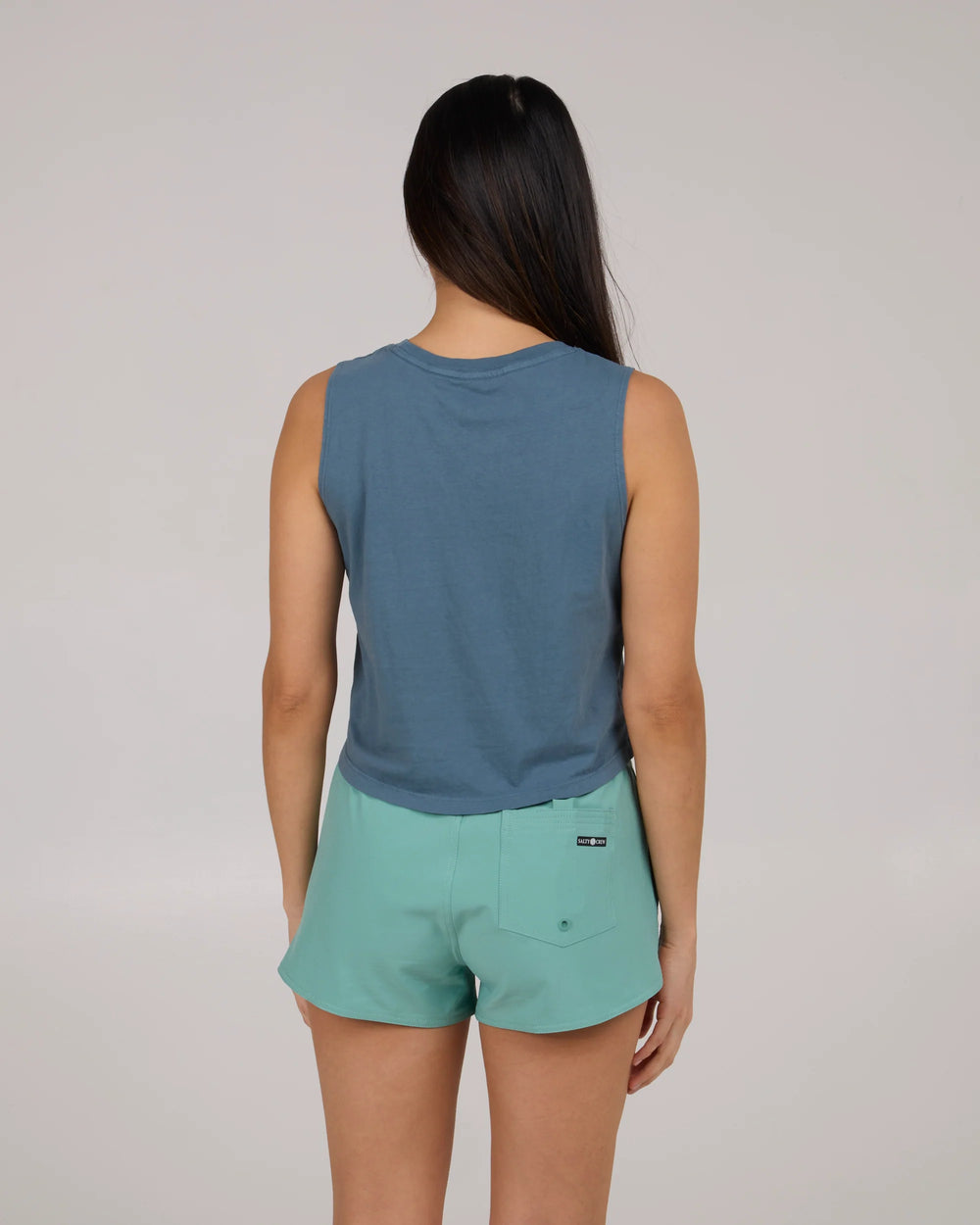 Salty Crew - Queen Palm Cropped Tank - Fin Blue