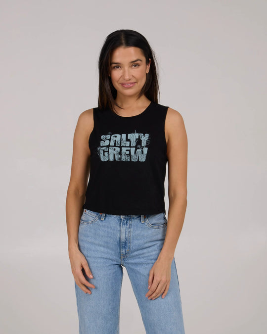 Sea Life Cropped Tank - Black