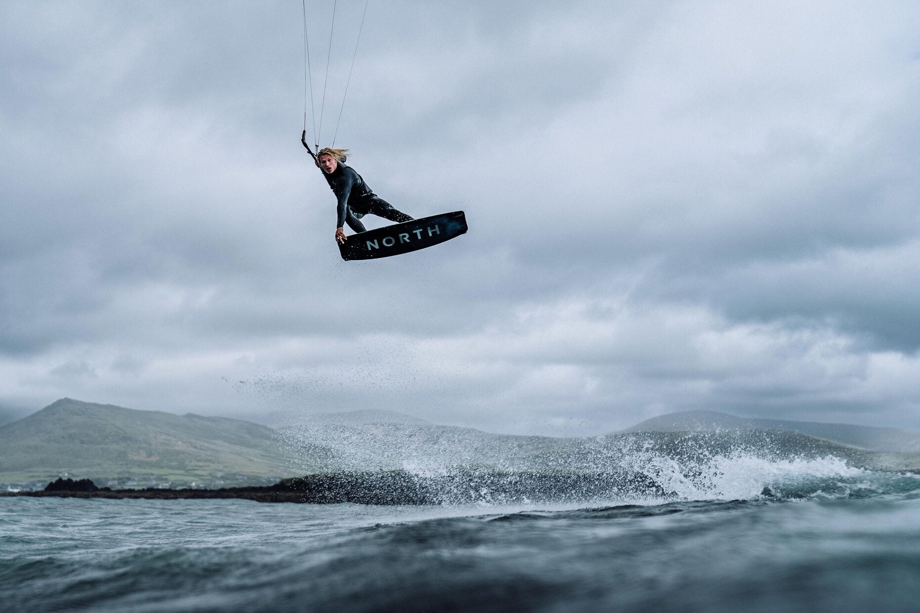 Kitesurfer jumping