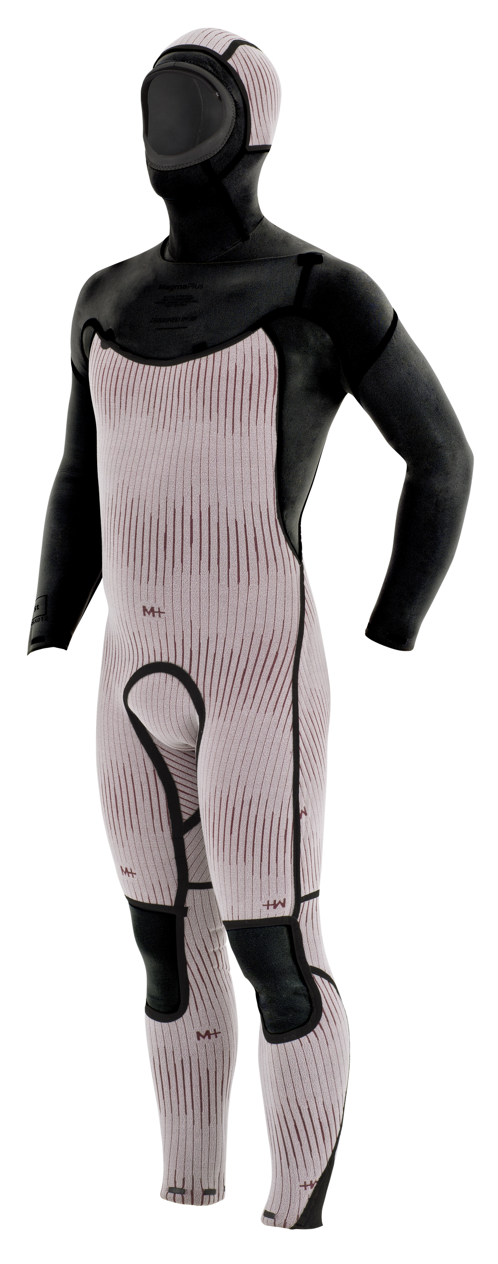 Binnenzijde van de Manera MAGMA Hooded FZ 5/4 herenwetsuit zwart