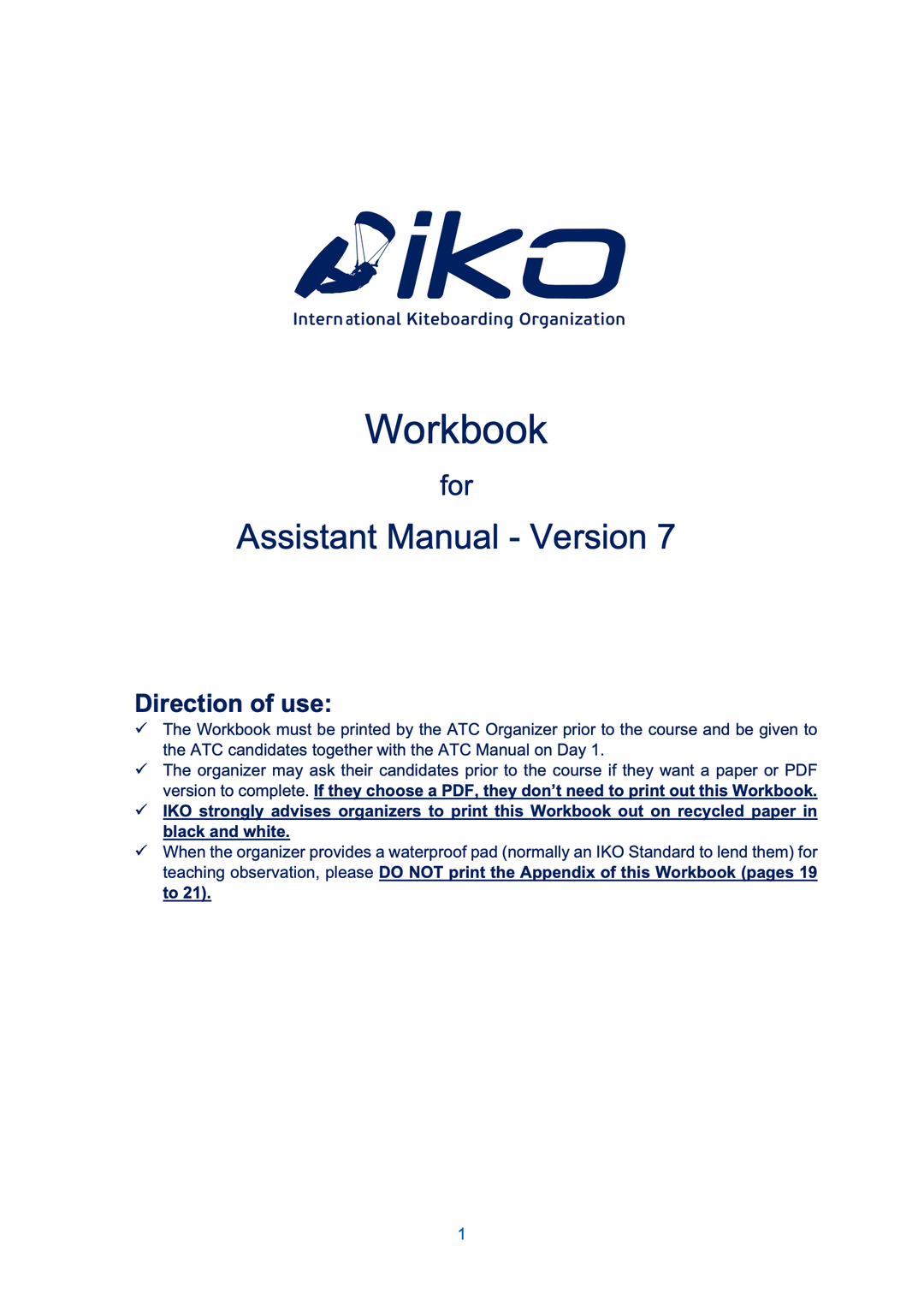 Workbook  Assistant Manual - Version 7