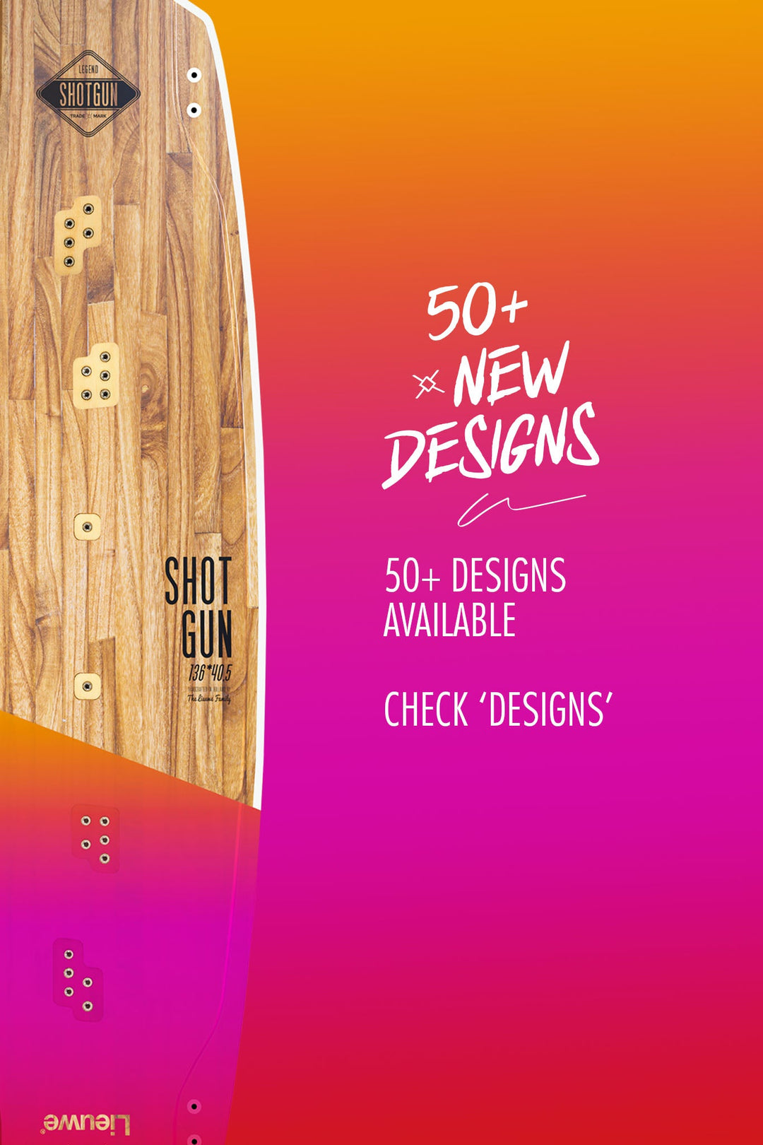 Campaign image to show all 50+ kiteboard design options