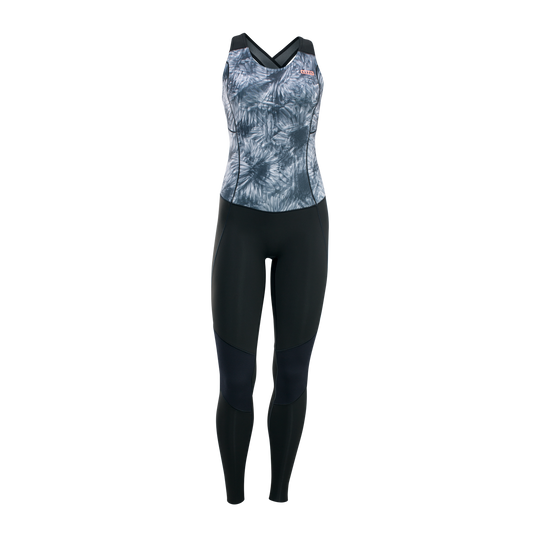 ION Amaze Long Jane 1.5 dameswetsuit in black flowers, voorzijde