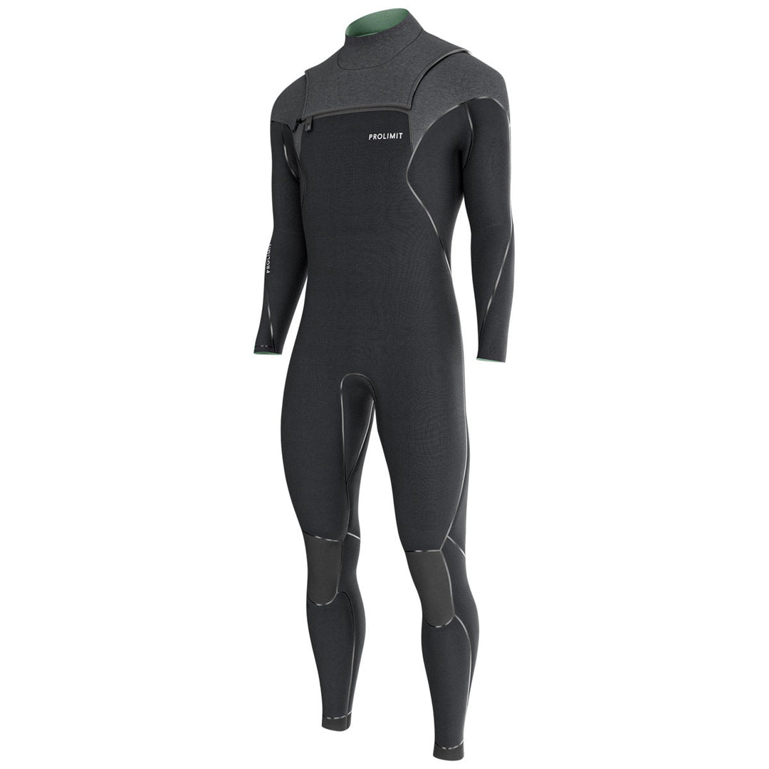 Prolimit Mercury Steamer Freezip 6/4 herenwetsuit zwart schuin vooraanzicht