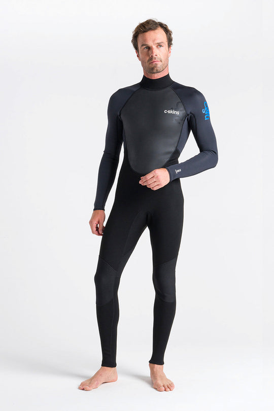 C-Skins Element 3/2 herenwetsuit zwart, antraciet en cyaan vooraanzicht