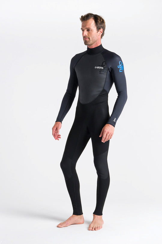 C-Skins Element 3/2 herenwetsuit zwart, antraciet en cyaan schuin vooraanzicht