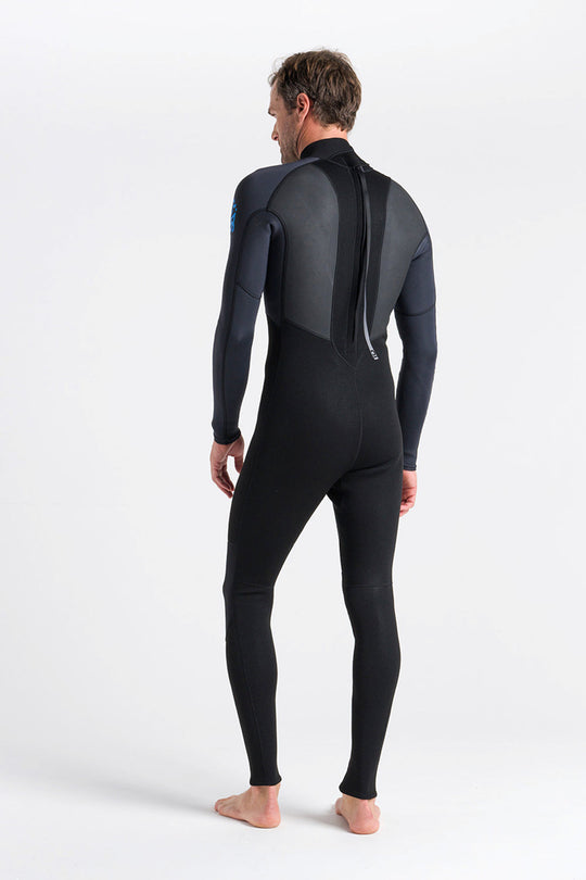 C-Skins Element 3/2 herenwetsuit zwart, antraciet en cyaan detail en achterzijde