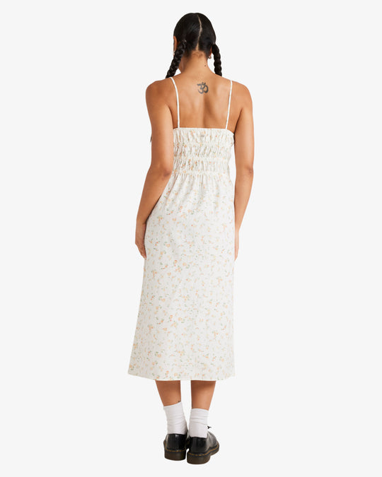 Blurred Ditsy Gathered - Midi Dress for Women