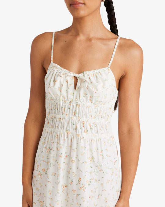 Blurred Ditsy Gathered - Midi Dress for Women